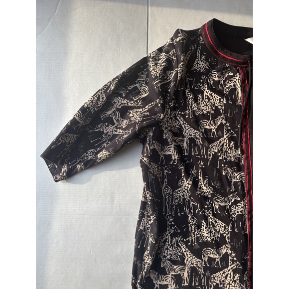 Christopher & Banks Black Red Full Zip Shirt Sz 1x Giraffe Zebra Print - Picture 9 of 14